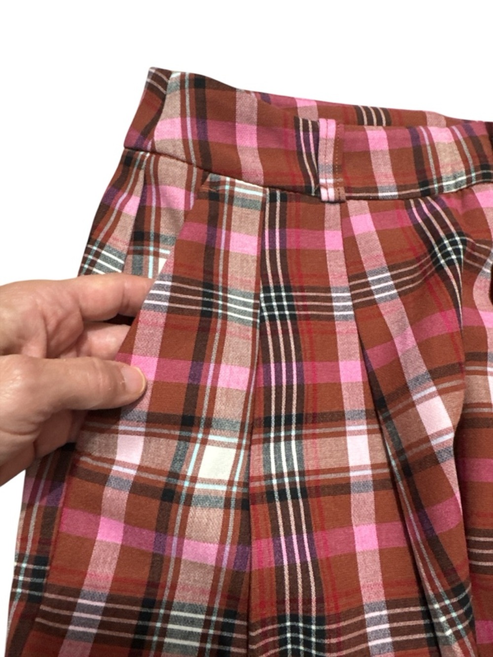 Anthropologie MAEVE The Avery Pleated Trouser Shorts Brown Plaid $98 Retail NWT - Picture 10 of 15